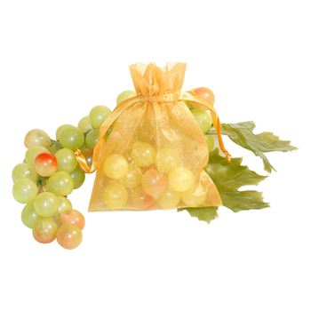 Sachet organza champagne avec fermeture satinée 12.5 x 11 cm - Pack de 48 unités
