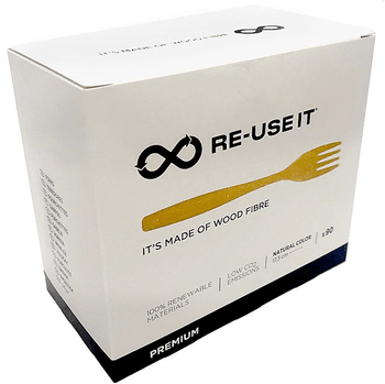Fourchette premium naturel réutilisable 125 fois en fibre de bois 17.3 cm - pack de 90 unités