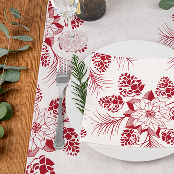 Chemin de table Like Linen étoile de noël 0.4x12 m - Carton de 12 rouleaux