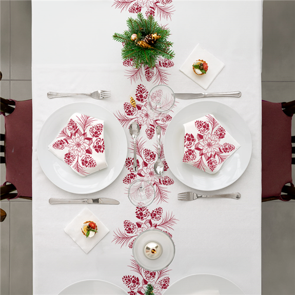 Nappe en rouleau Like Linen étoile de noël 1.2x25 m - Carton de 1 rouleau