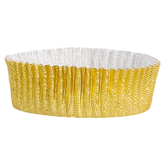 Caissettes à petits fours aluminium doré Ø 3.9 cm x 1.3 cm (h) - pack de 1500 unités