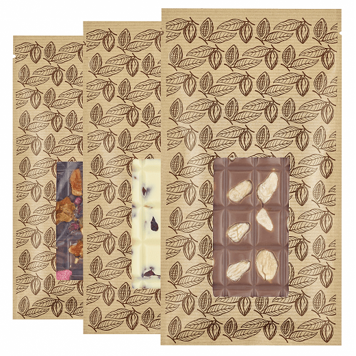 Etui pour tablette de chocolat avec zip Petites cabosses - carton de 100 unités