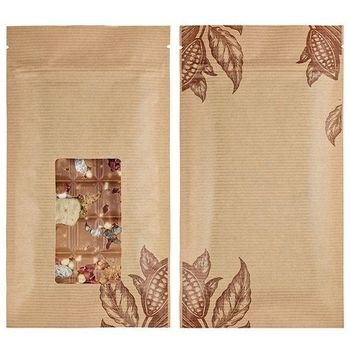 Etui pour tablette de chocolat avec zip Kraft Cabosse - carton de 100 unités