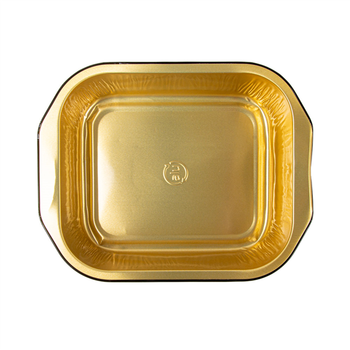 Barquette rectangulaire noir et or en aluminium laqué 15.7x12.4x4 cm - 497 ml - Pack de 50 unités