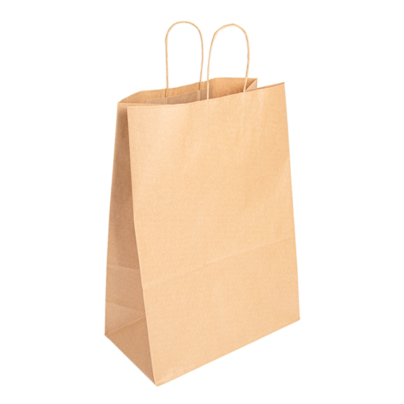 Sac papier avec poignée ficelle 22 + 12 x 27 cm neutre KRAFT - carton de 250 unités