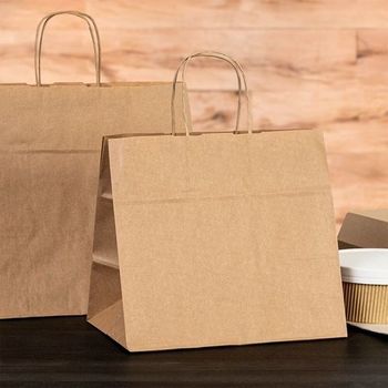 Sac traiteur poignée ficelle 24 + 15 x 29 cm neutre KRAFT - carton de 250 unités