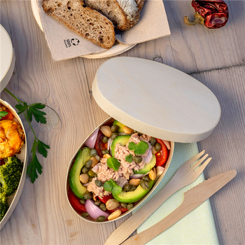 Combo barquette en bois et couvercle en bois 16 x 10.5 x 5 cm - carton de 20 unités