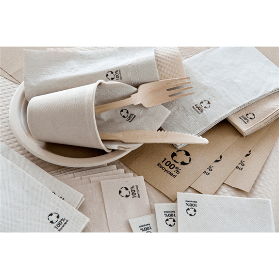 Mini serviette 1 pli 17x17cm Beige FEEL GREEN - Paquet de 200 unités