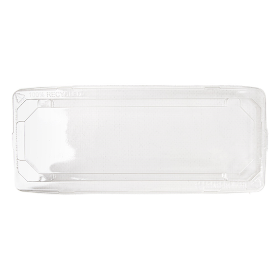 Couvercle pour barquette Sushi en RPET 100% recyclé 225 ml - 22.4 x 9.5 x 3.5 cm - pack de 164 unités