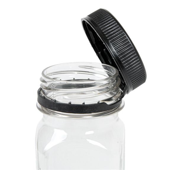 Bouteille carrée en  plastique RPET avec bouchon plastique - 125 ml - 4.3x4.3x11(h)cm -  Carton de 513 unités