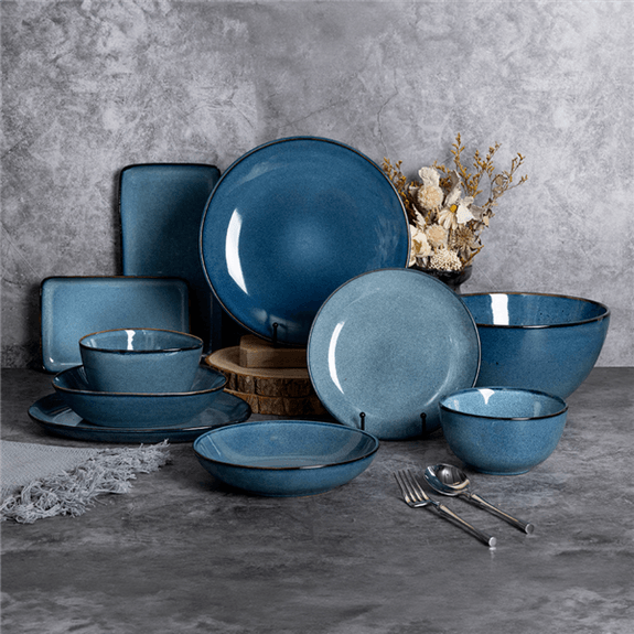 Assiette plate ronde STONEWARE BLEU 27 x 3.4 cm- 30 unités (5 paquet de 6 unités)