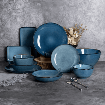 Assiette rectangulaire STONEWARE BLEU 20.5 x 13.5 x 2.5 cm- 30 unités (5 paquet de 6 unités)