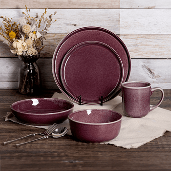 Assiette plate ronde STONEWARE BORDEAUX 21 x 2 cm- 24 unités (4 paquet de 6 unités)