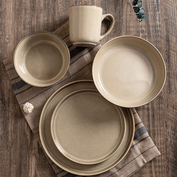 Assiette plate ronde STONEWARE BEIGE 26.5 x 2.3 cm- 24 unités (4 paquet de 6 unités)