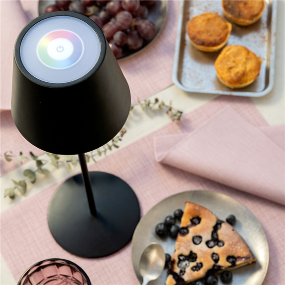 Lampe de table LED sans fil  intérieure et extérieure Noir mat 12 x 38 cm - Vendu à l'unité