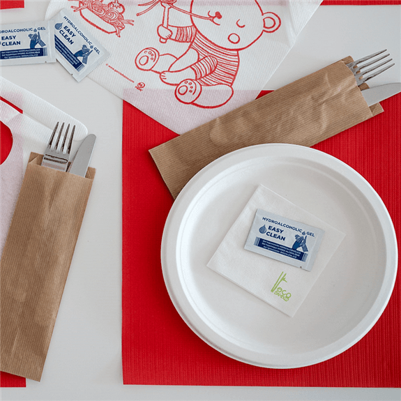 Etui pour couverts 7+4x22cm naturel - cellulose  -  25000 unités