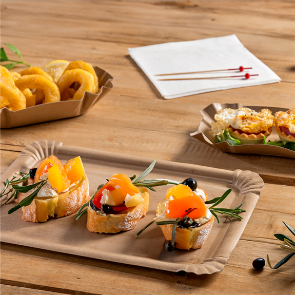 Plateau en carton kraft pâtisseries & fast-foods 17.5 x 11 cm - pack de 250 unités