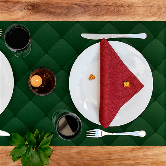 Chemin de table Soft en rouleau 24 m prédécoupé de 40 x 120 cm Vert jaguar - Carton 6 rouleaux