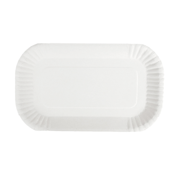 Plateau en carton blanc pâtisseries & fast-foods 23 x 15 x 2 cm - pack de 100 unités