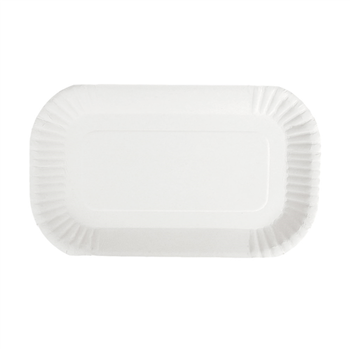 Plateau en carton blanc pâtisseries & fast-foods 23 x 15 x 2 cm - pack de 100 unités