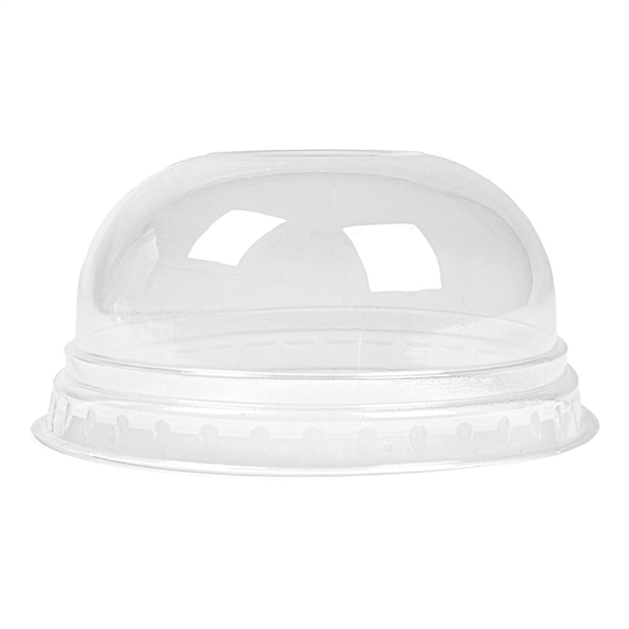 Couvercle dôme en PLA avec trou pour pot compostable en PLA 40 cl à ras bord - carton de 800 unités