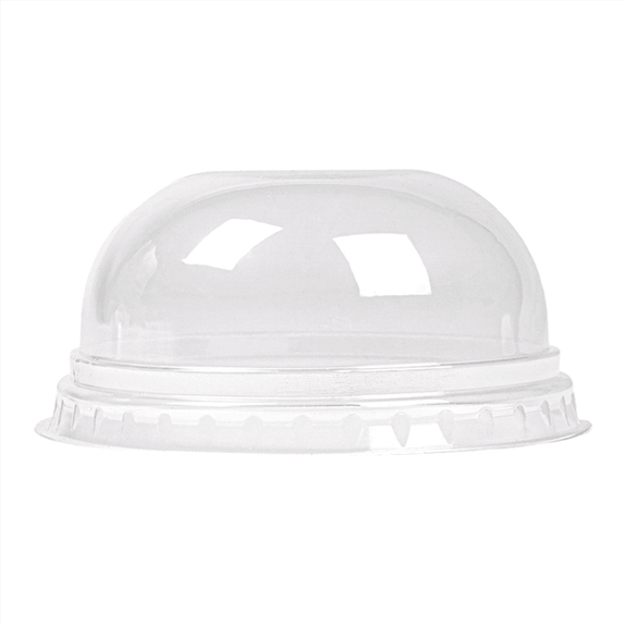 Couvercle dôme en PLA sans trou pour pot compostable en PLA 40 cl à ras bord - carton de 800 unités