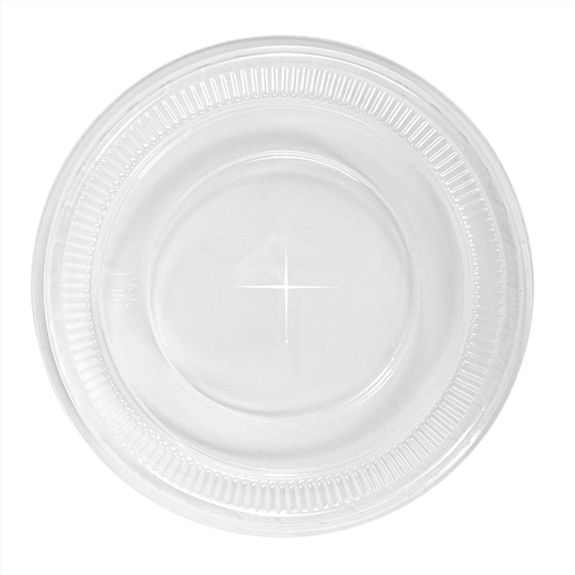 Couvercle plat en PLA avec croix pour pot compostable en PLA 20 cl à ras bord - carton de 1250 unités