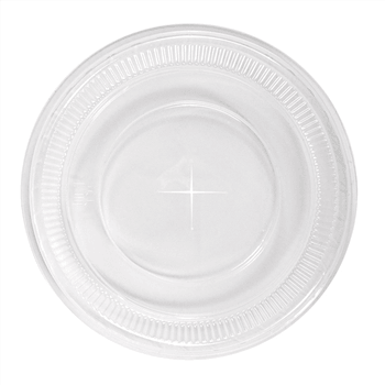 Couvercle plat en PLA avec croix pour pot compostable en PLA 20 cl à ras bord - carton de 1250 unités
