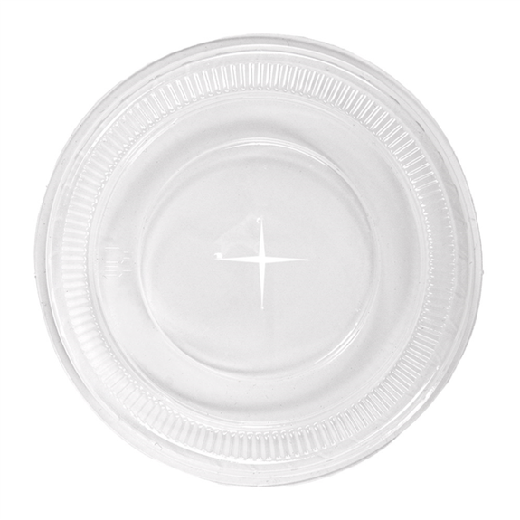 Couvercle plat en PLA avec croix pour pot compostable en PLA 57.5 cl à ras bord - carton de 800 unités