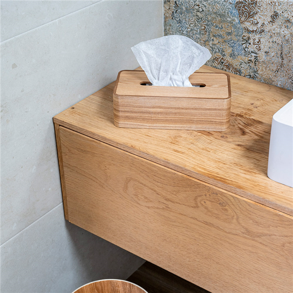 Distributeur bois naturel pour boite de mouchoirs rectangulaire -  Vendu à l'unité