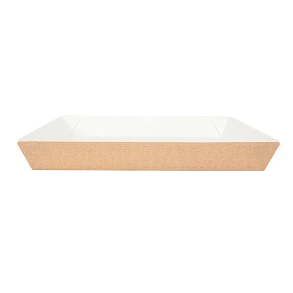 Plateau repas en carton nano-micro kraft recyclé 23x23x2.9 cm  - carton de 400 unités