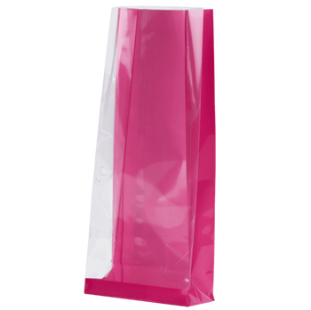 Sachet SOS fond PP FRAMBOISE 80 + 40 x 200 mm - paquet de 50 unités