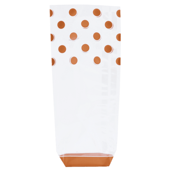 Sachet avec fond PP rigide POIS CARAMEL 120 x 275 mm - carton de 1000 unités