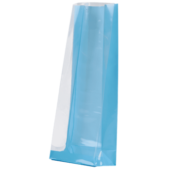 Sachet SOS fond PP Bleu Pastel 80 + 40 x 200 mm - carton de 1000 unités