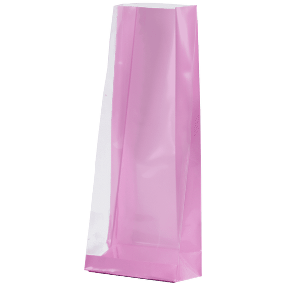 Sachet SOS fond PP Framboise Pastel 80 + 40 x 200 mm - carton de 1000 unités