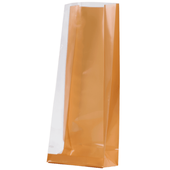 Sachet SOS fond PP Orange Pastel 90 + 45 x 240 mm - carton de 1000 unités