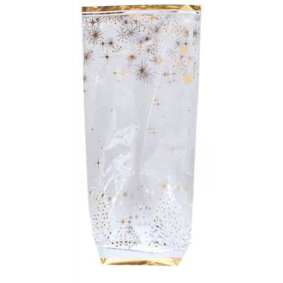 Sachet métallisé avec fond PP NOËL SCINTILLANT 140 x 305 mm - paquet de 100 unités