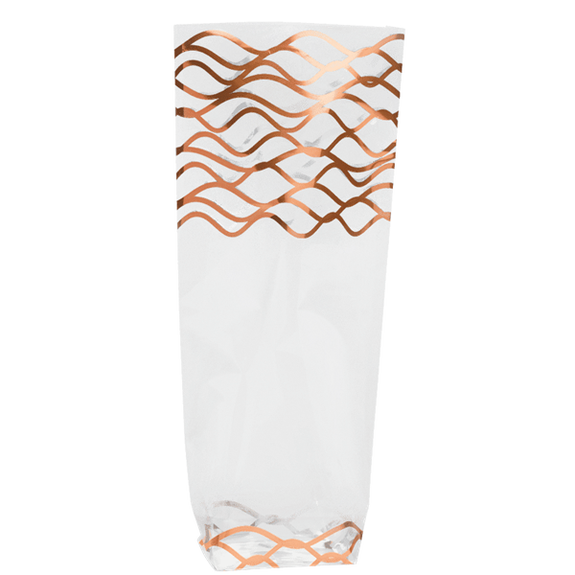 Sachet avec fond PP VAGUES ROSE GOLD 100 x 220 mm - carton de 1000 unités