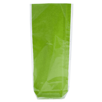 Sachet avec fond PP type TOILE DE JUTE VERT 100 x 220 mm - paquet de 100 unités