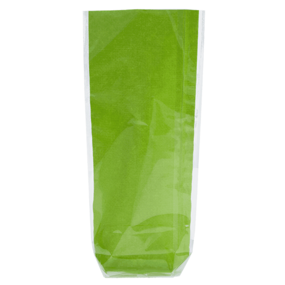 Sachet avec fond PP type TOILE DE JUTE VERT 120 x 275 mm - paquet de 100 unités