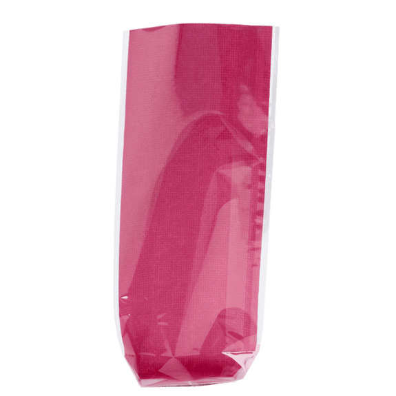 Sachet avec fond PP type TOILE DE JUTE ROSE 100 x 220 mm - pack de 100 unités