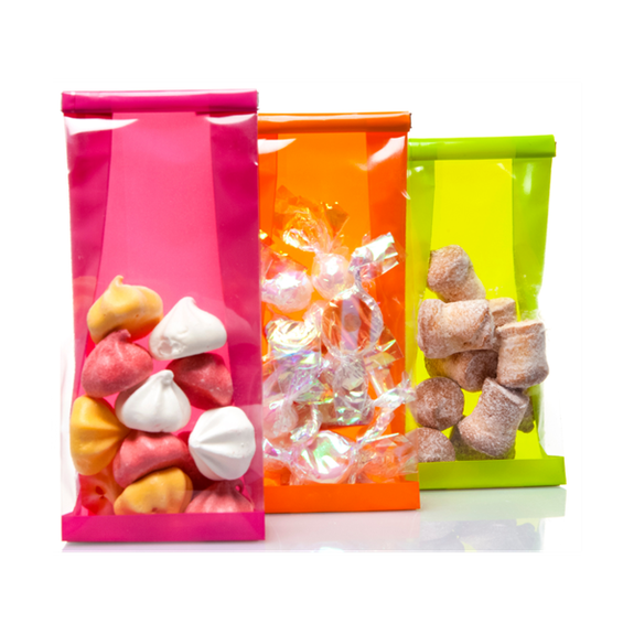 Sachet SOS fond PP FRAMBOISE 80 + 40 x 200 mm - paquet de 50 unités