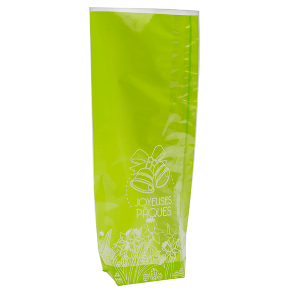 Sachet avec fond PP CLOCHE VERT (PÂQUES) 100 x 220 mm - carton de 1000 unités