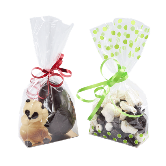 Sachet soufflet pour moulage POIS VERT (PÂQUES) 160 + (2x40) x 420 mm - carton de 100 unités