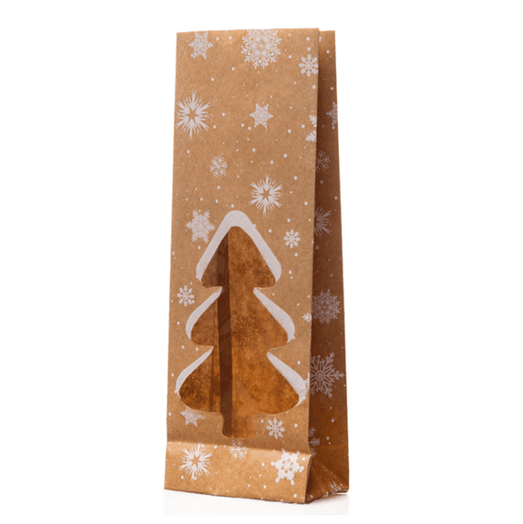 Sachet SOS en papier kraft NOÊL 85 + 50 x 240 mm - carton de 1000 unités