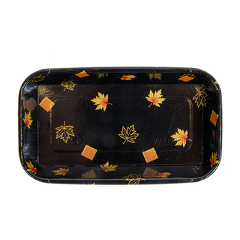 Barquette NOIR motifs feuilles d'érable pour sushi 16 x 9.1 x 2.4 cm - carton de 800 unités