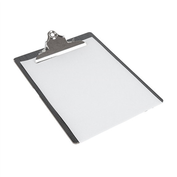 Planche porte menu noir A4 en MDF avec pince - pack de 12 unités