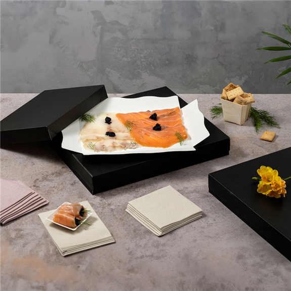 Plateau de transport avec couvercle NOIR 40.5x30.5x6(h) cm - carton de 150 unités