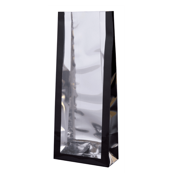 Sachet SOS fond PP GLOSSY NOIR 90 + 45 x 240 mm - paquet de 50 unités