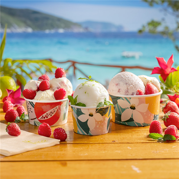 Pot à glace en carton TROPICAL 90 ml - paquet de 50 unités